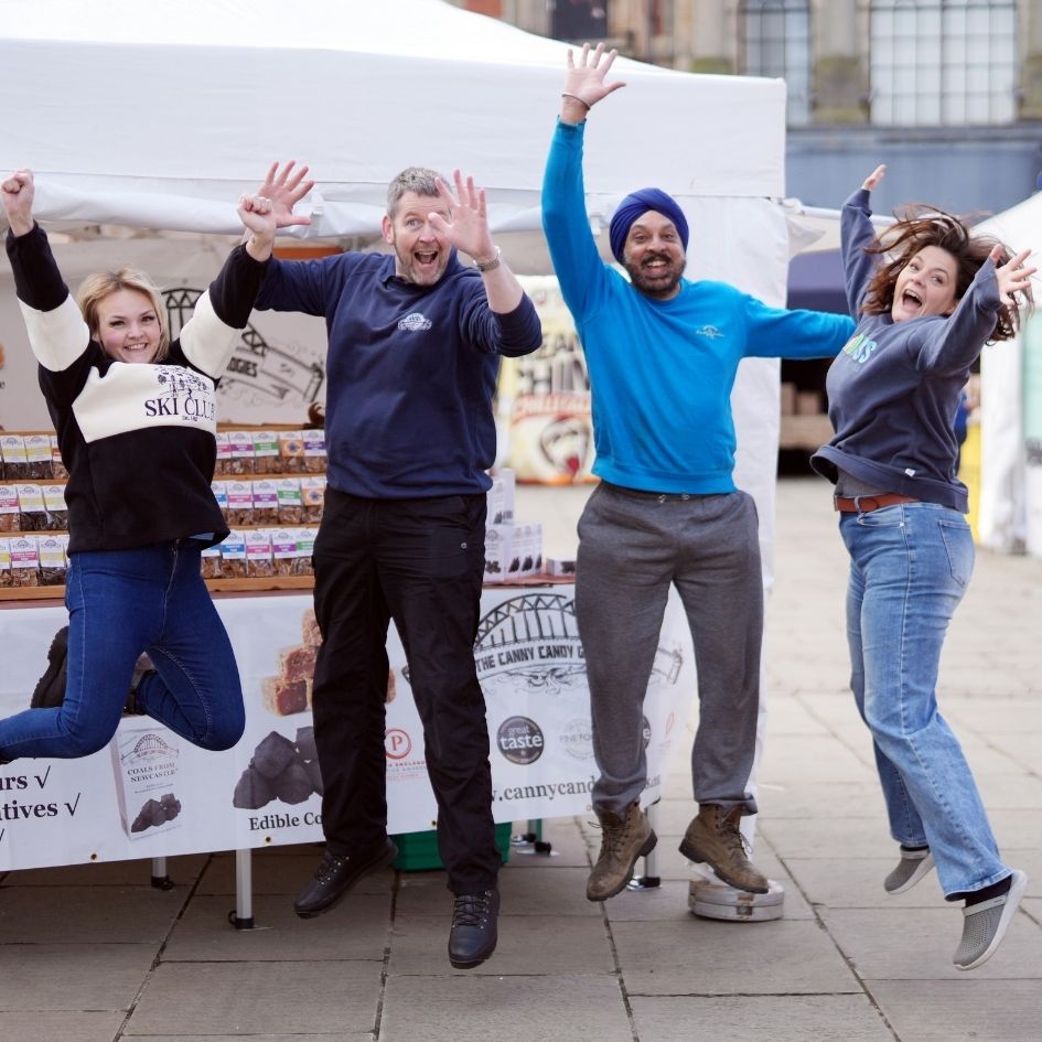 Jumping happy Traders